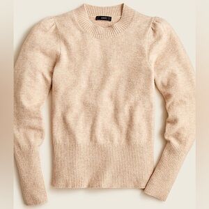 J.CREW Puff Sleeve Crew Neck merino wool blend Sweater Color beige size XS
